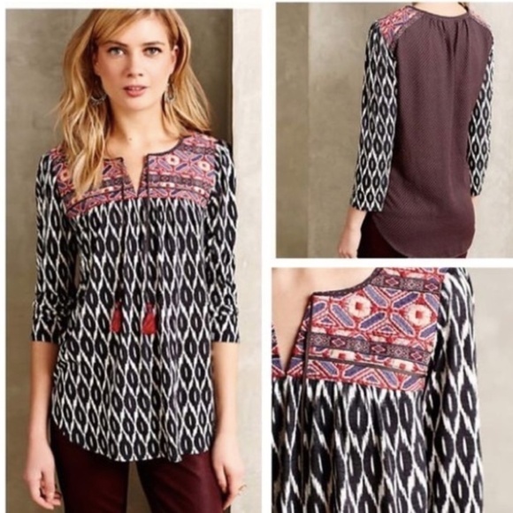 Anthropologie Tassel Boho Palamba embroidered top - Picture 1 of 6